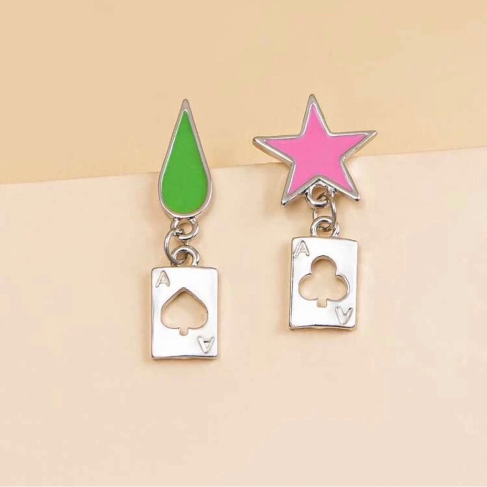 STAR DROP AND SPADES PLAYING CARD EARRINGS